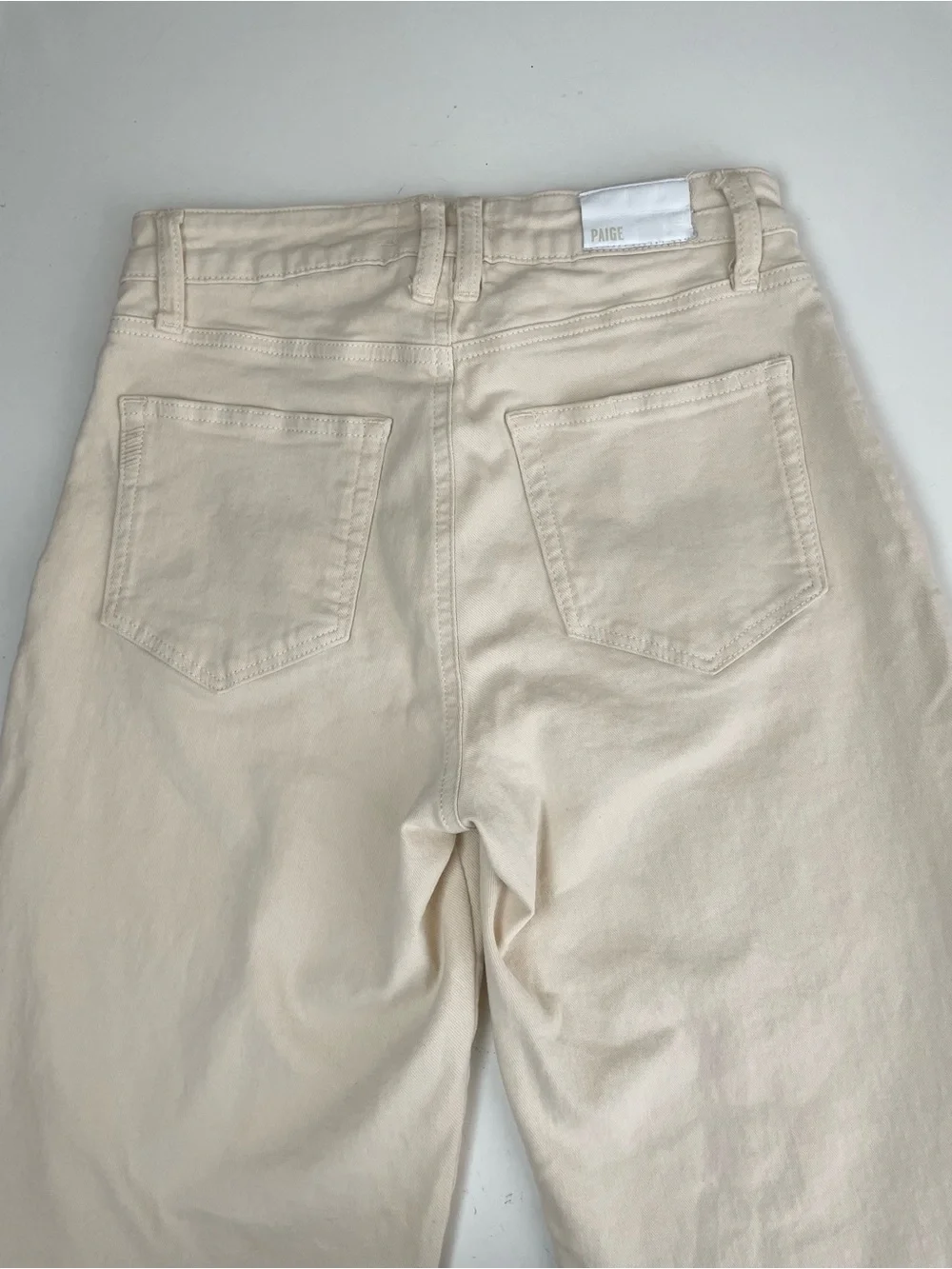 Paige ALEXIS High Waist Ankle Barrel Cargo Jeans Blonde Sand Sz 28